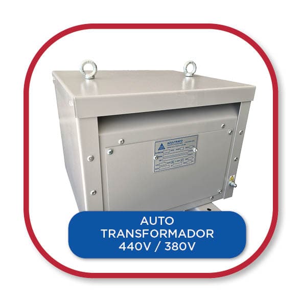 Auto transformador trifásico reversível 440V para 380V da Azultrafo